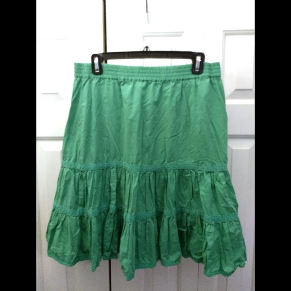 Boho green crinkly skirt from Ann Taylor Loft